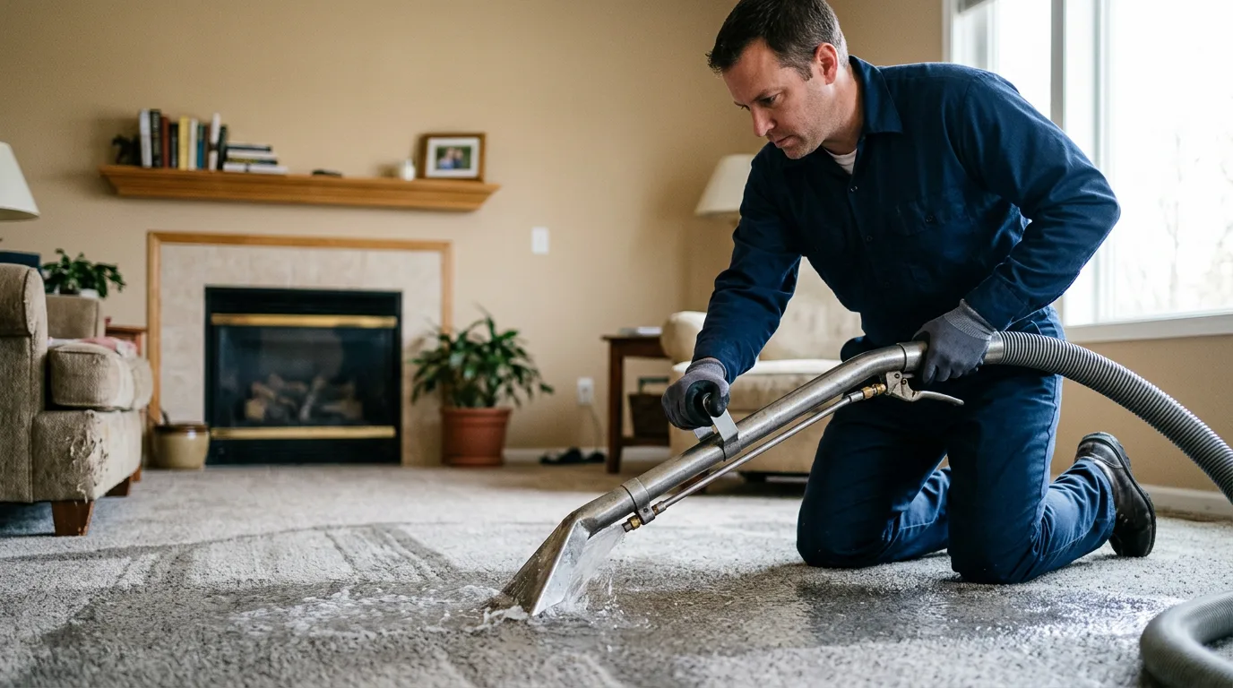 Water damage restoration technician working near Lochgelly, WV